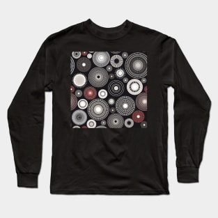 circles in black, white and coral Long Sleeve T-Shirt